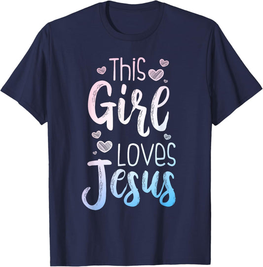 Best Jesus Art Girl Religion Christian Decoration T-Shirt - T-Shirt | Navy