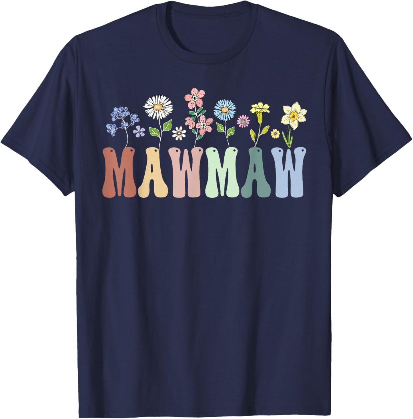 Mawmaw Gifts Women Wildflower Floral Design Mawmaw T-Shirt - T-Shirt | Navy