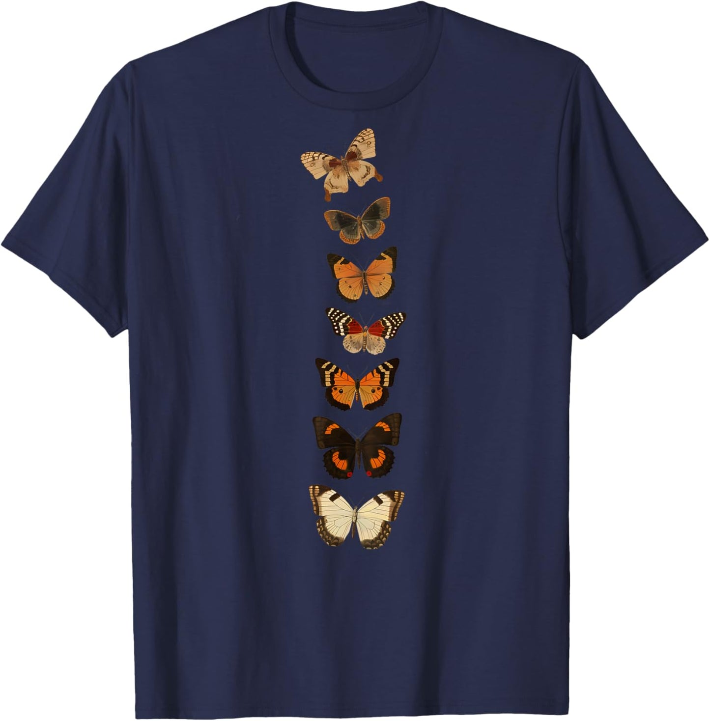 Cute Butterfly Spine Butterflies On Back Summer Women Casual T-Shirt - T-Shirt | Navy