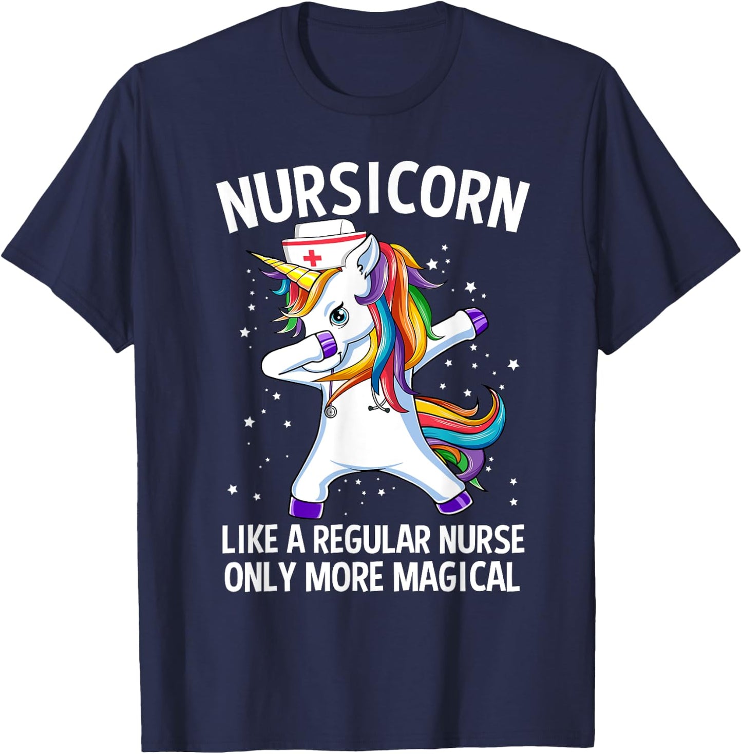 Dabbing Unicorn Nursicorn Funny Nurse T-Shirt - T-Shirt | Navy