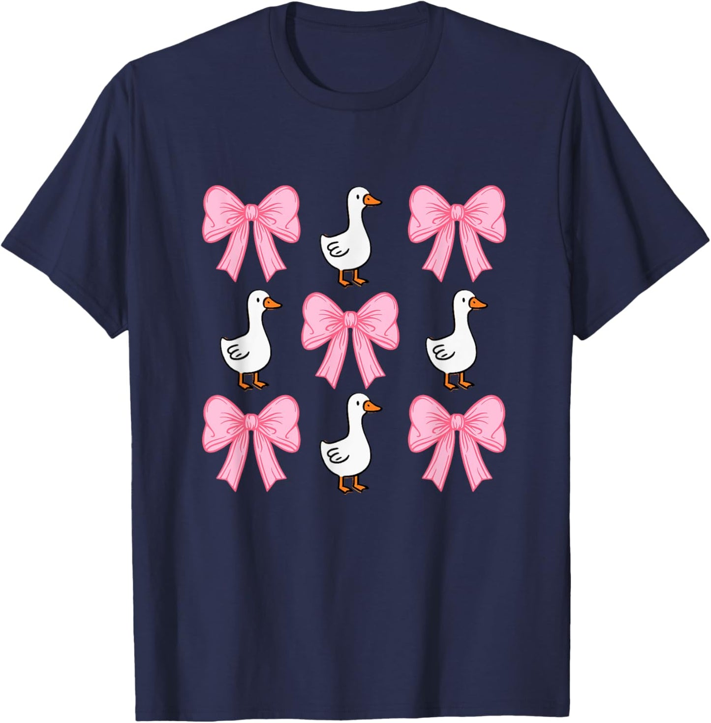 Cute Coquette Bow Goose Duck Fall Halloween Girl Women Gift T-Shirt - T-Shirt | Navy