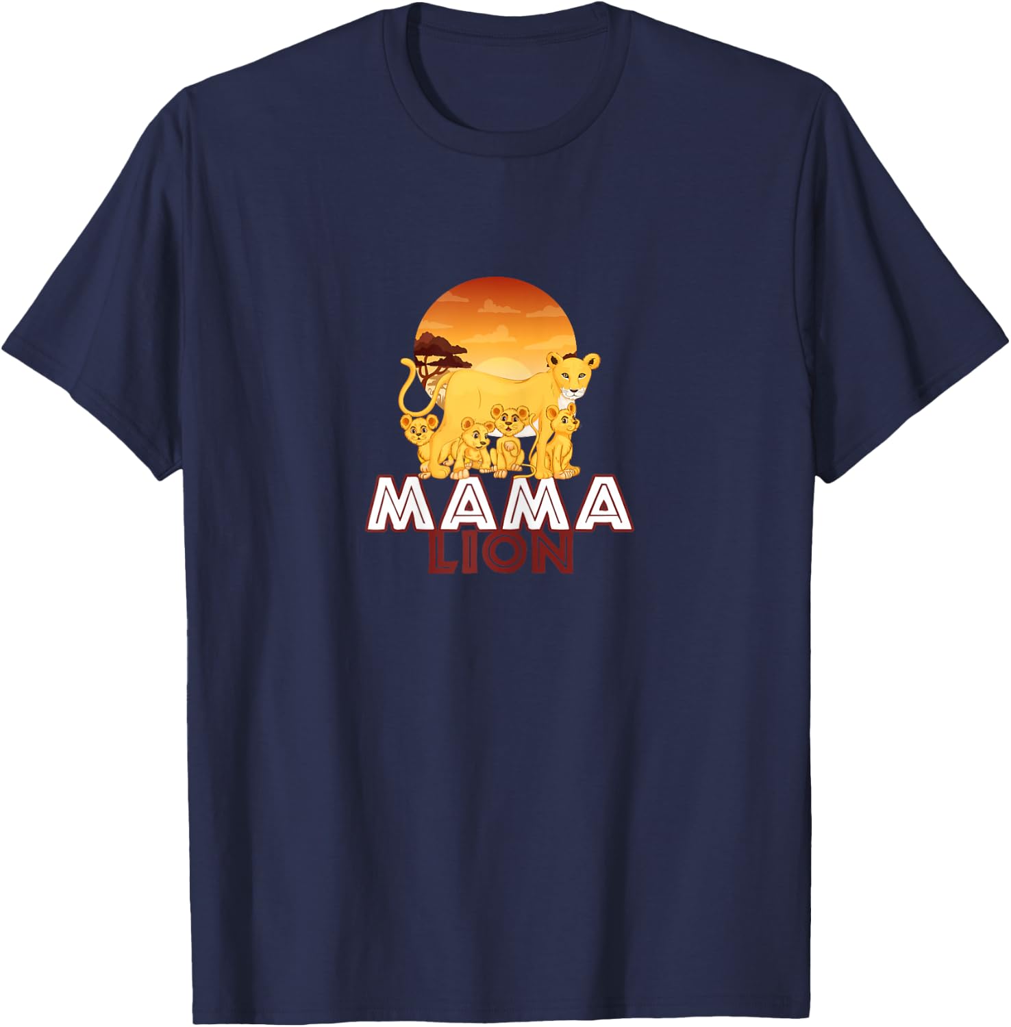 Mama Lion - Big Cat Family Mother Children T-Shirt - T-Shirt | Navy