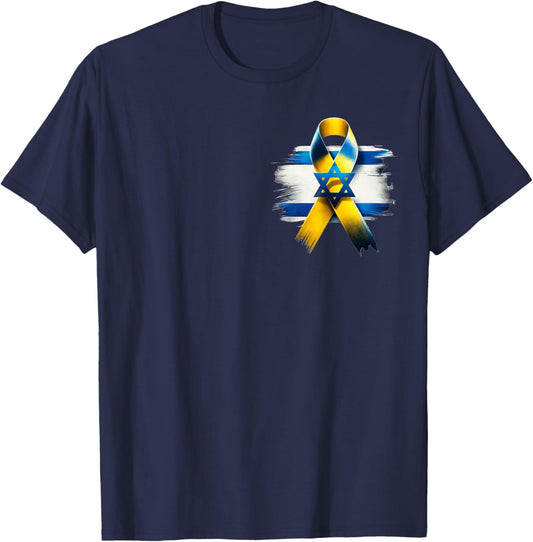 Israel Flag - Yellow Ribbon - Bring Them Home Now - Israel T-Shirt - T-Shirt | Navy