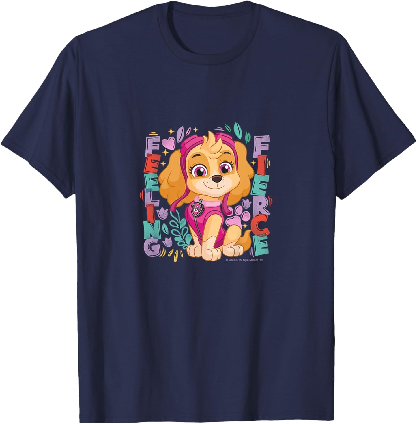 Kids PAW Patrol Skye Feeling Fierce Colorful Big Chest Logo T-Shirt - T-Shirt | Navy