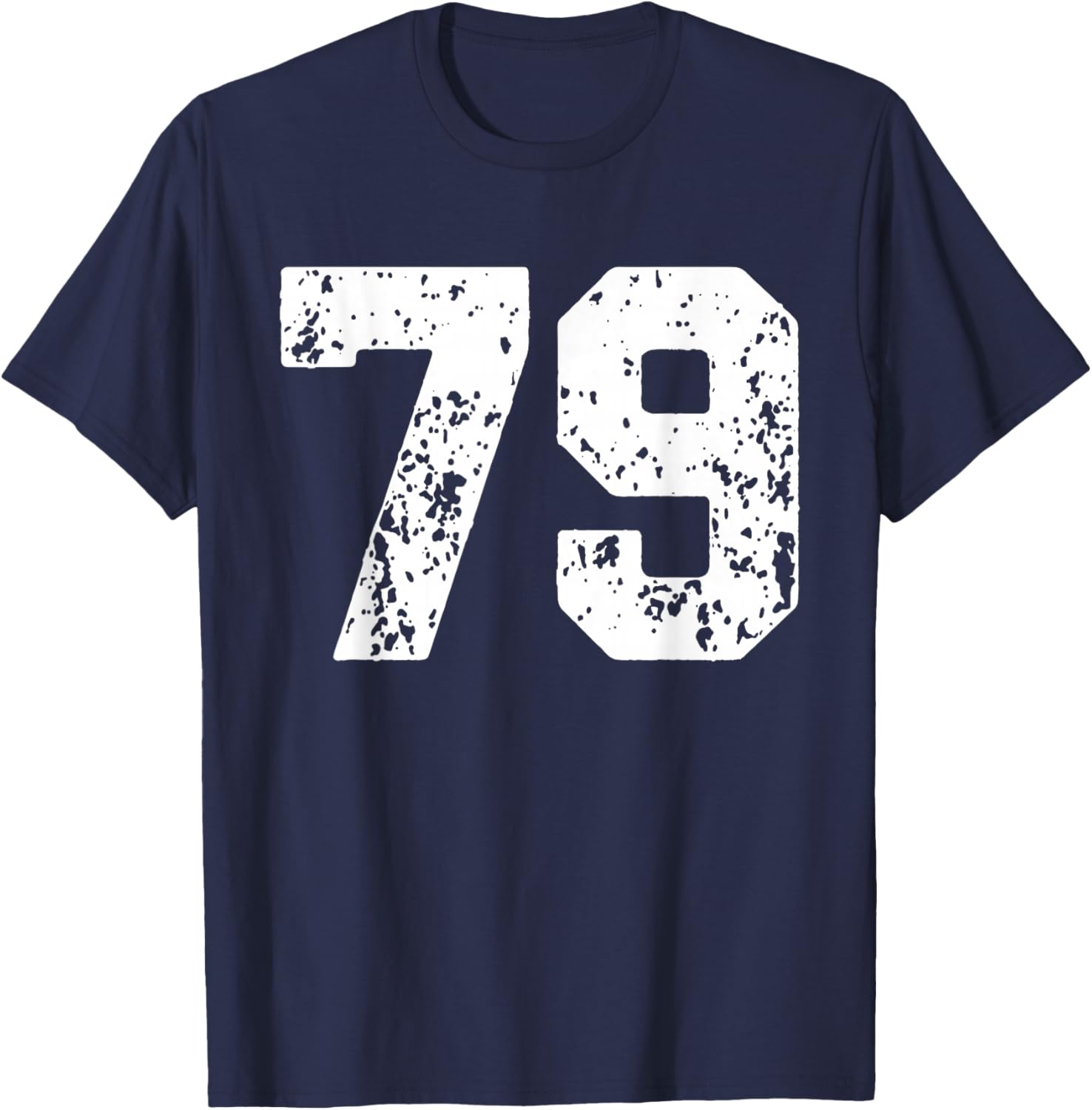 Number 79 White Best Classic College Style Birthday Funny T-Shirt - T-Shirt | Navy