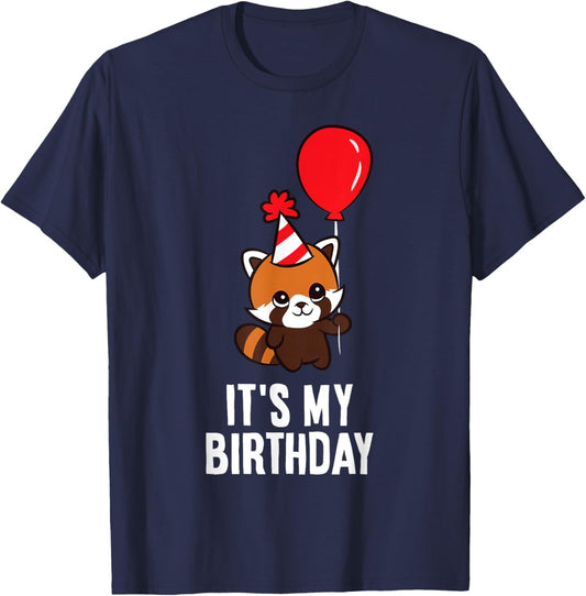 It's My Birthday Red Panda Birthday Party T-Shirt - T-Shirt | Navy