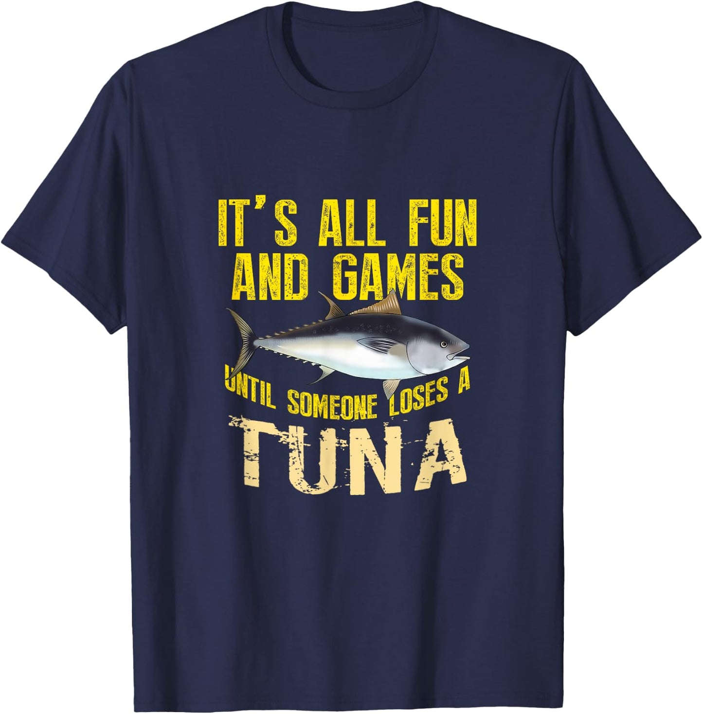 Funny Tuna Fishing Graphic Saltwater Fish Men Women Kid T-Shirt - T-Shirt | Navy