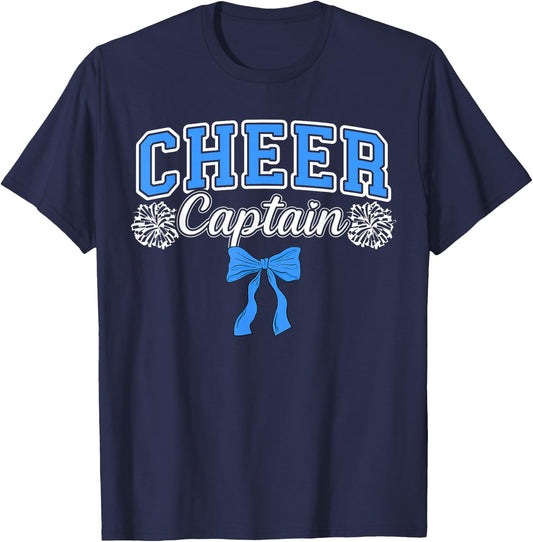 Cheer Captain Bow Cheerleading Captain Cheerleader Captain T-Shirt - T-Shirt | Navy