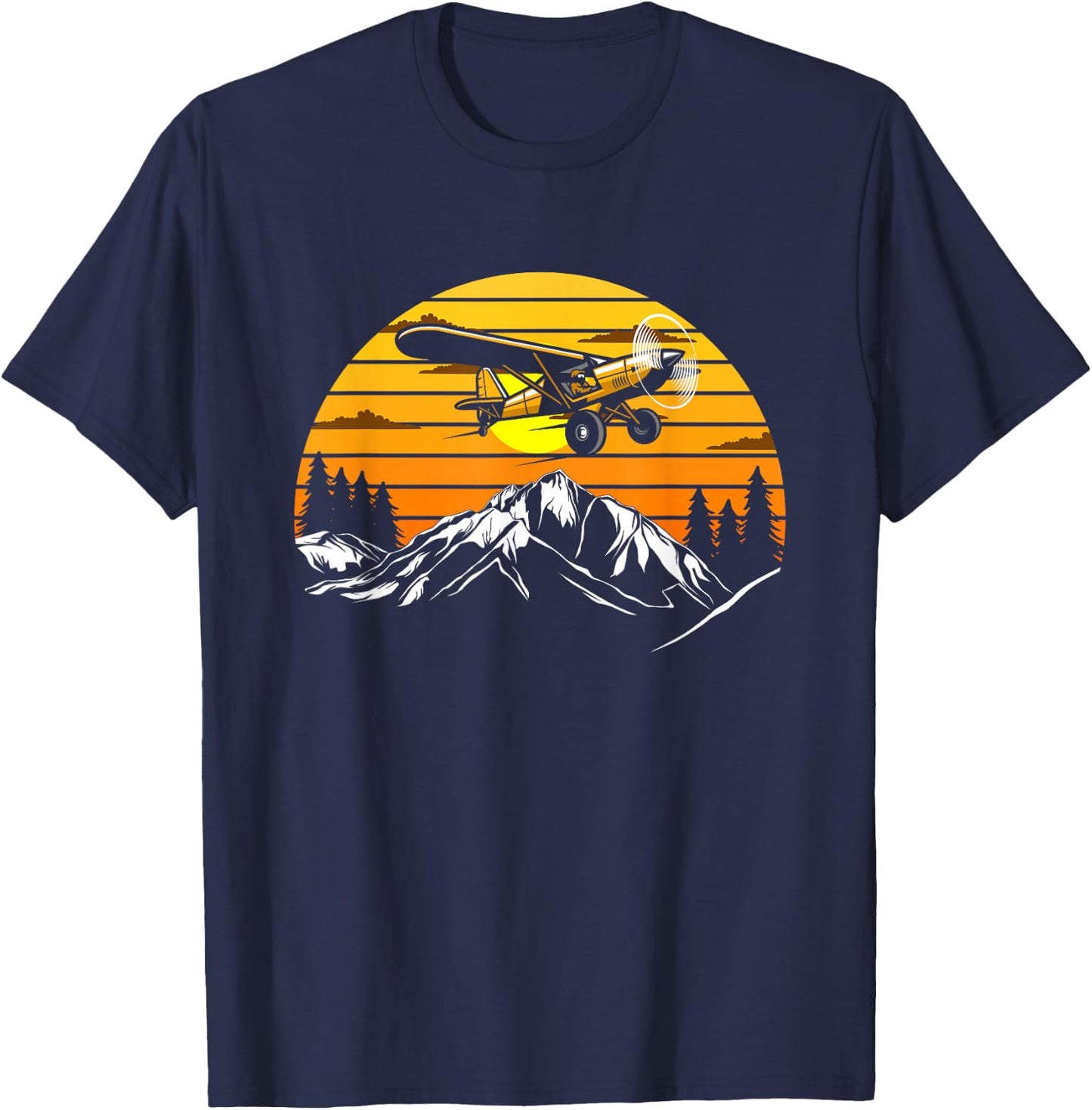 Plane Aviation Pilot Airplane Vintage T-Shirt - T-Shirt | Navy
