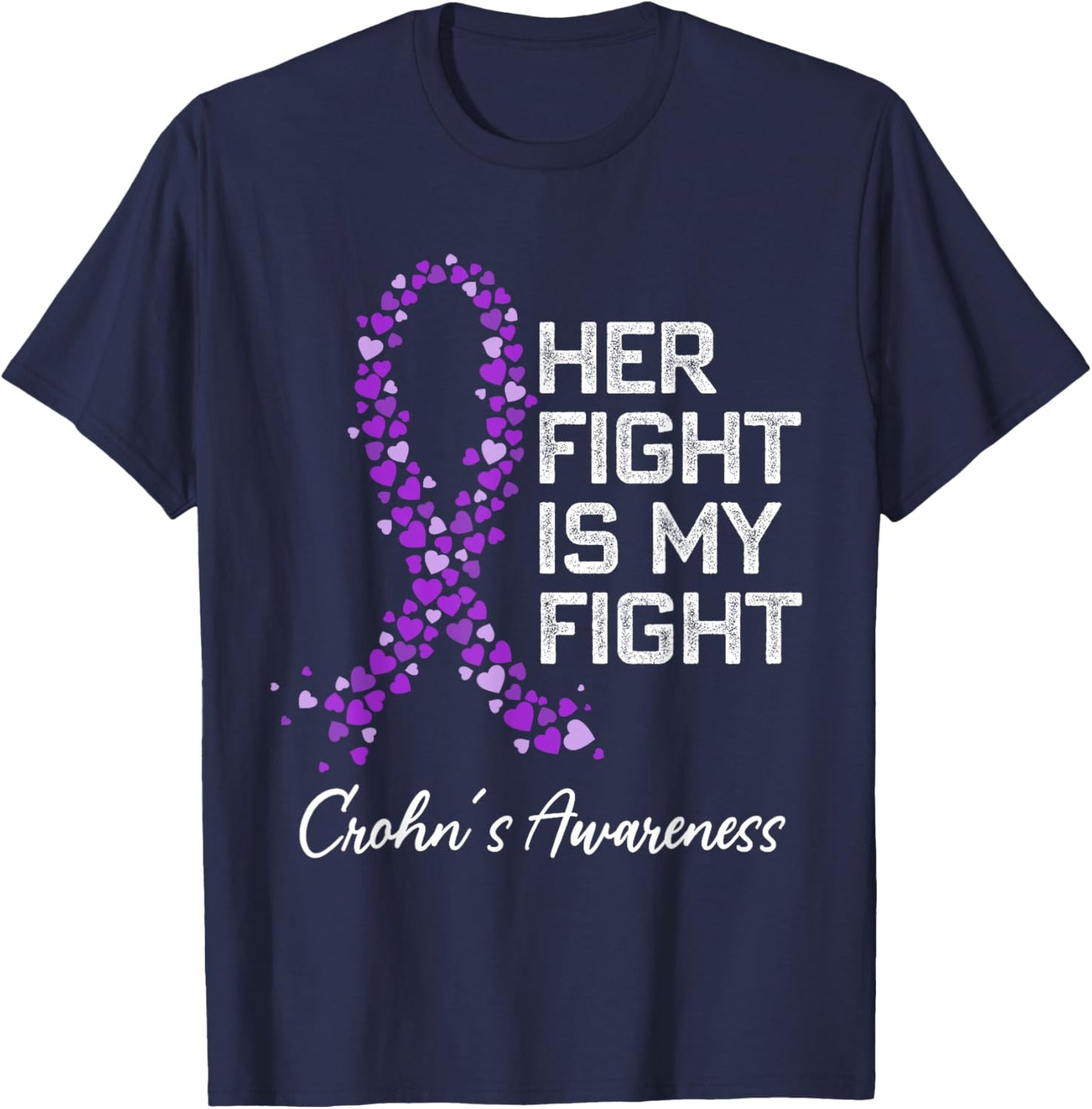 Colon Cancer and Crohn's Disease Awareness Husband Boyfriend T-Shirt - T-Shirt | Navy