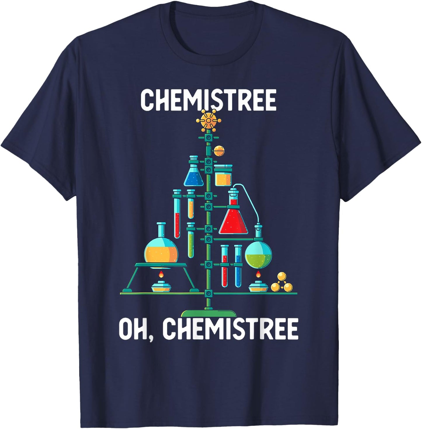 Oh Chemistree Funny Christmas Tree Chemistry T-Shirt - T-Shirt | Navy