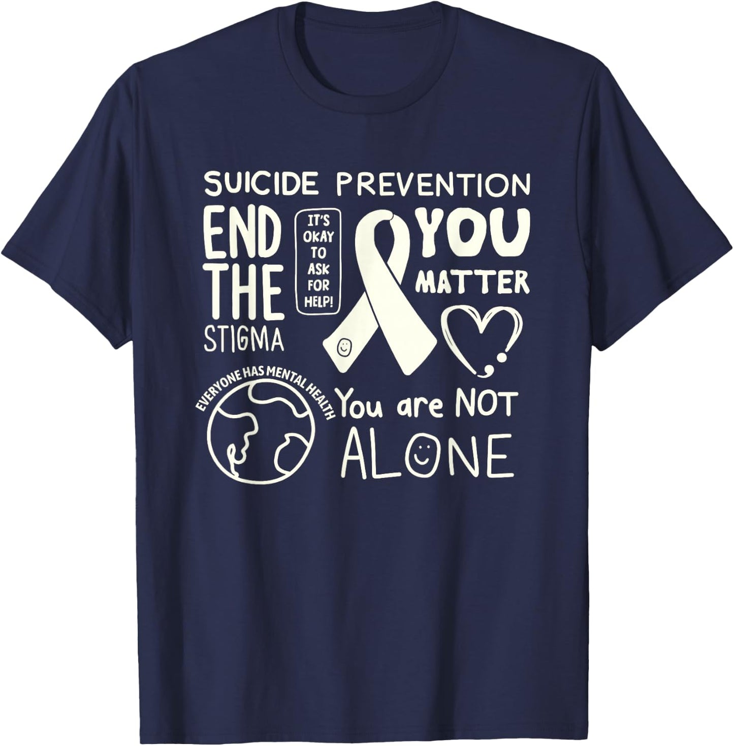 Original Happiness Project Sucide Prevention T-Shirt - T-Shirt | Navy