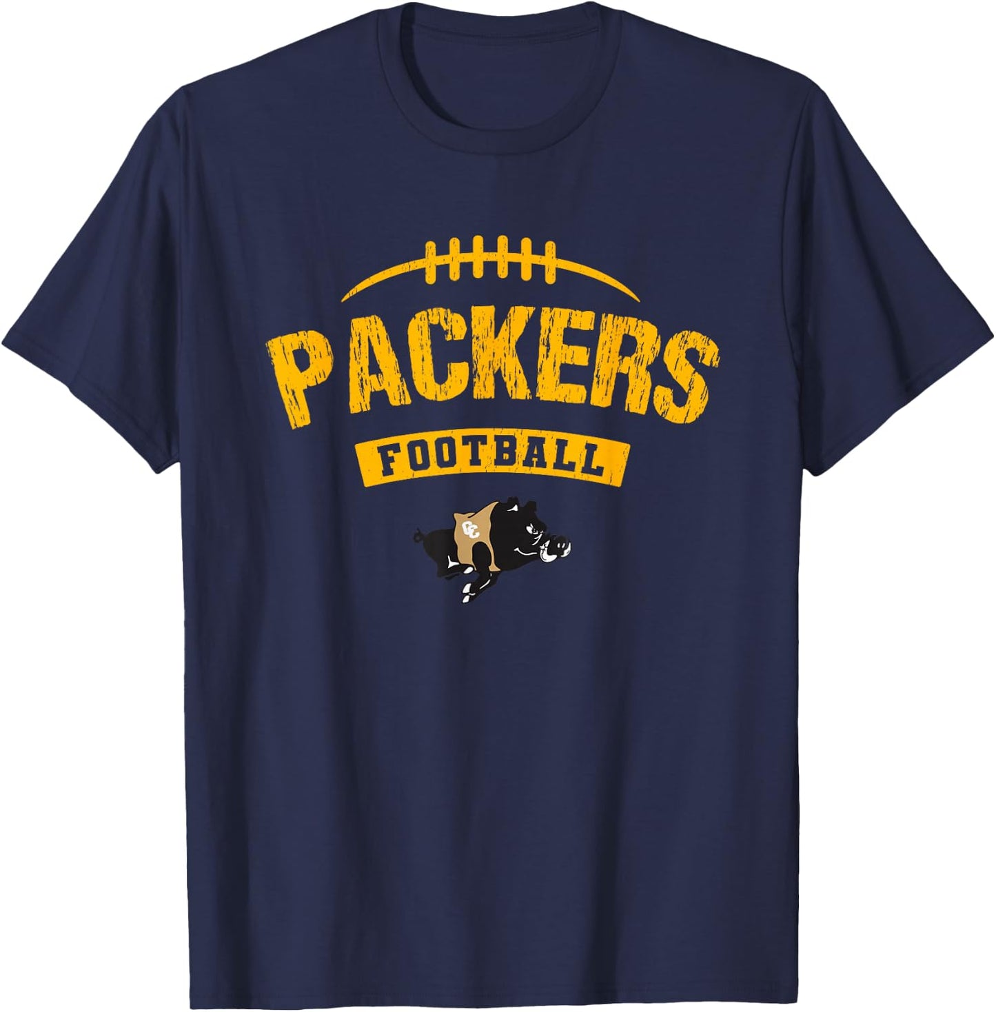 Colquitt County Packers Logo Football Distressed HS T-Shirt - T-Shirt | Navy