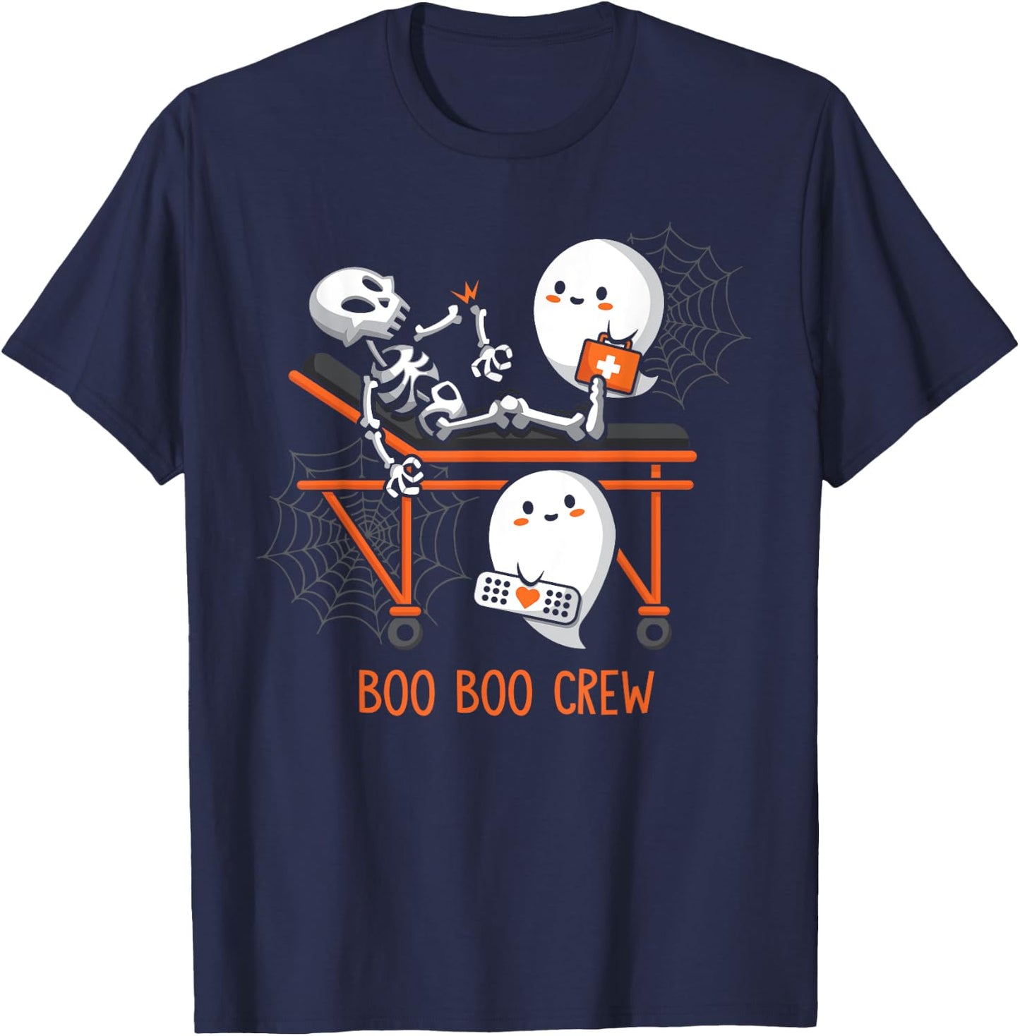 Boo Boo Crew Ghost Doctor Paramedic EMT Nurse Halloween T-Shirt - T-Shirt | Navy