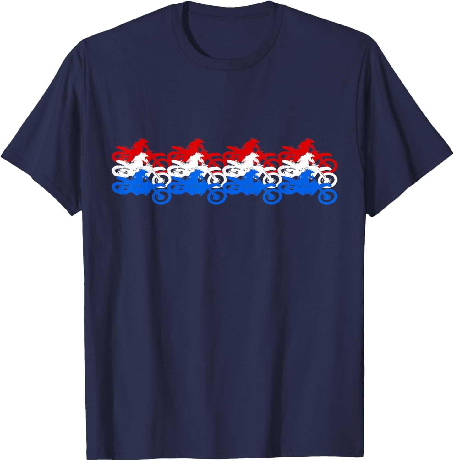 MX 4th of July Motocross American Dirt Bikes Red White Blue T-Shirt - T-Shirt | Navy