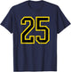 Vintage Number #25 Yellow Black Varsity Number T-Shirt - T-Shirt | Navy