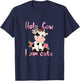Pink Vintage Holy Cow I'm Cute Moo Cow Mama Leopard Floral T-Shirt - T-Shirt | Navy
