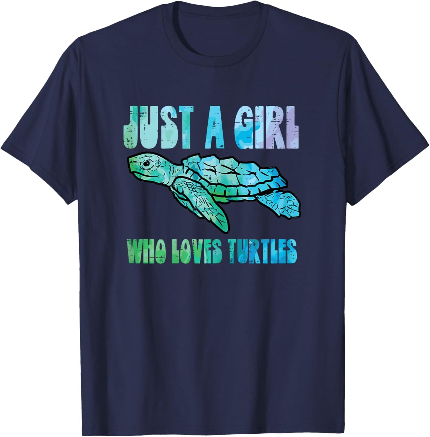 Just A Girl Who Loves Turtles Cute Tortoise Women Girls Kids T-Shirt - T-Shirt | Navy