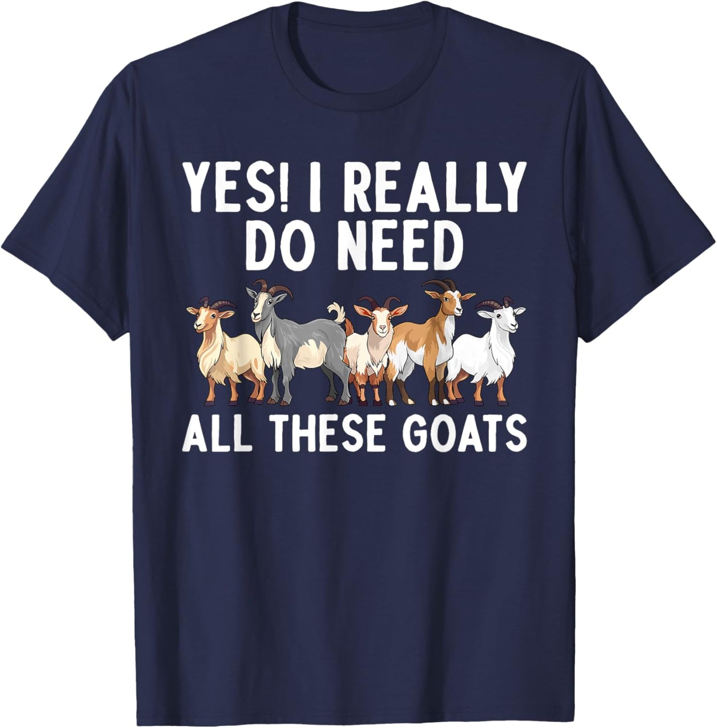 Cool Goat Design Women Animal Farming Goat Lover T-Shirt - T-Shirt | Navy