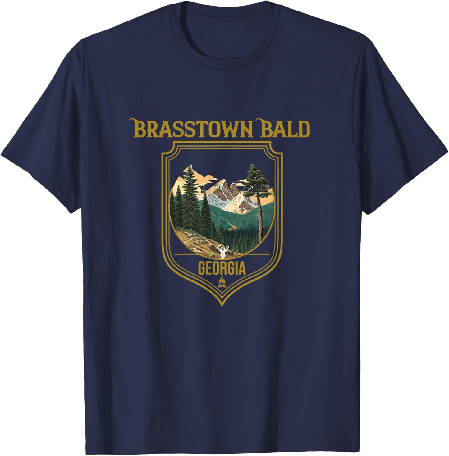 Brasstown Bald Souvenir Apparel - Brasstown Bald Hiking T-Shirt - T-Shirt | Navy