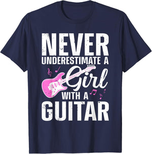 Cool Guitar Girls Guitarist Acoustic Guitar Lovers Small T-Shirt - T-Shirt | Navy