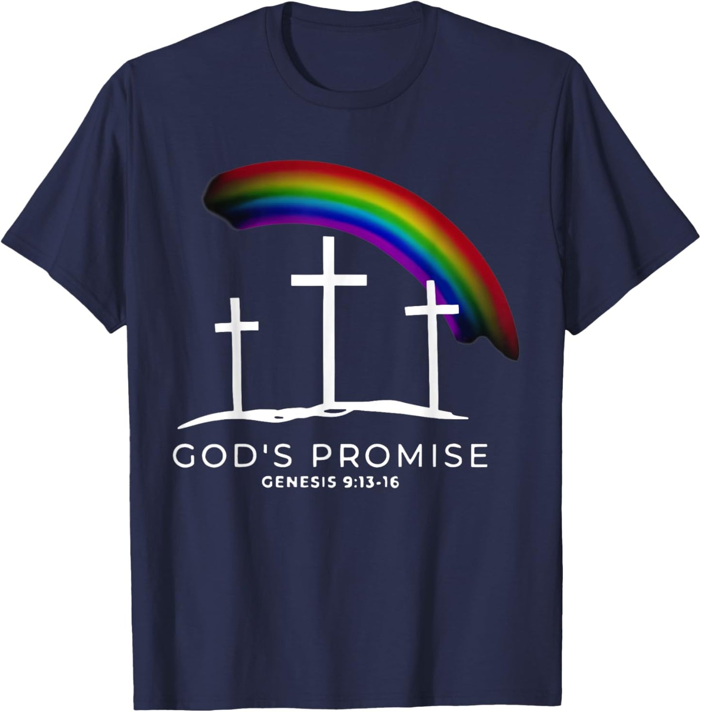 God's Promise Cross Genesis 9-13-16 Bible Christian Lover T-Shirt - T-Shirt | Navy
