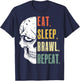 Eat Sleep Brawl Repeat Funny Video Gamer Gaming T-Shirt - T-Shirt | Navy