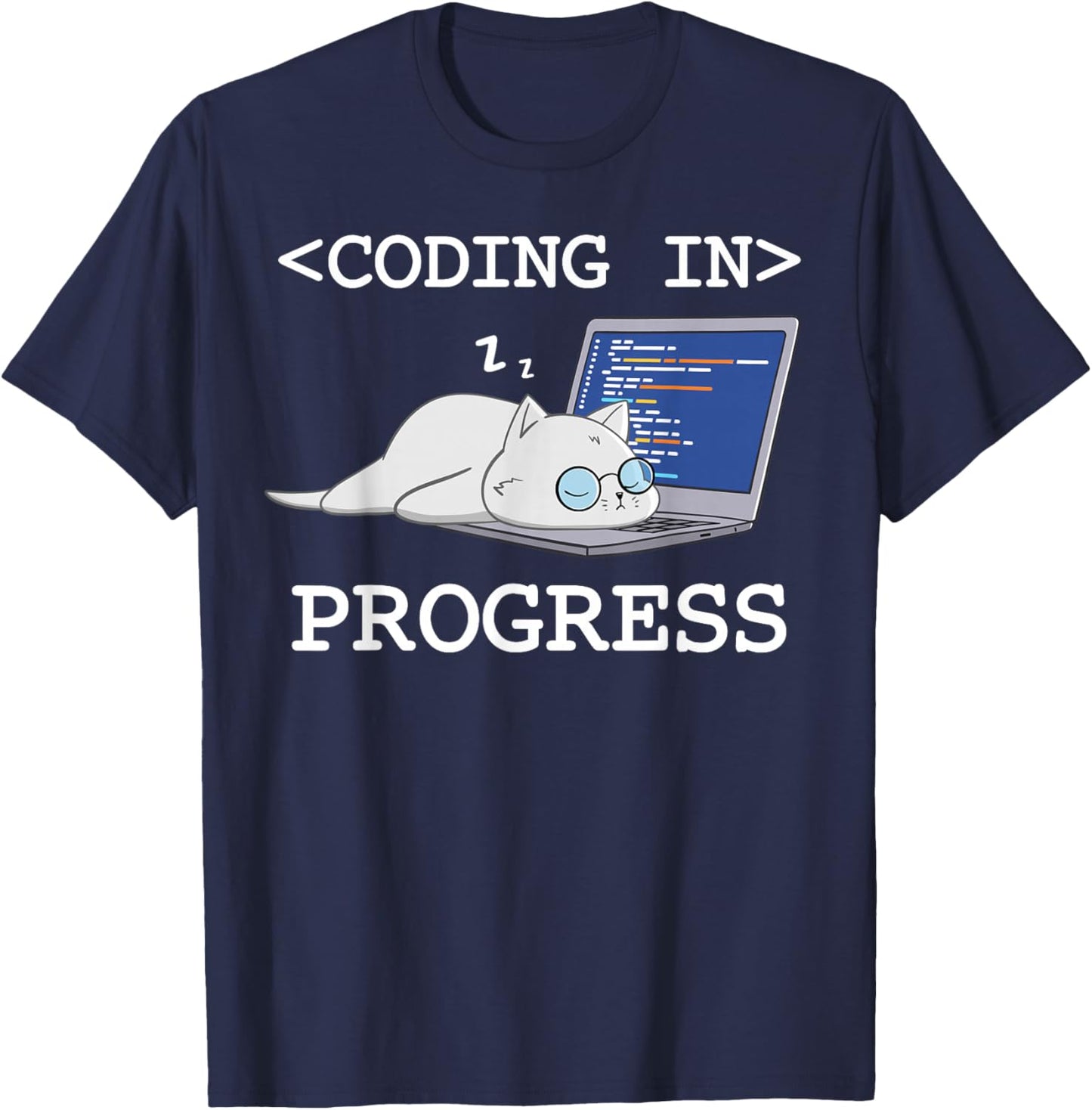 Funny Programming Cat Coding Coder Programmer Developer Men Women Girls Kids T-Shirt - T-Shirt | Navy