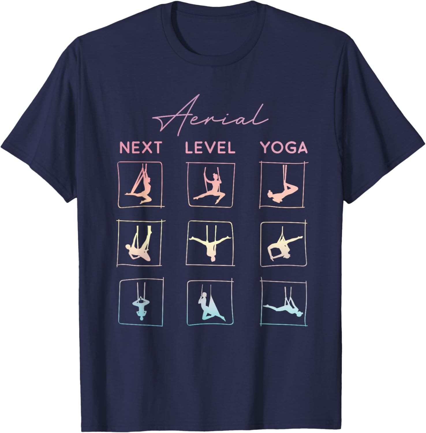 Aerial Yoga Gifts, Aerial Silks, Hammock Silks, Upside Down T-Shirt - T-Shirt | Navy