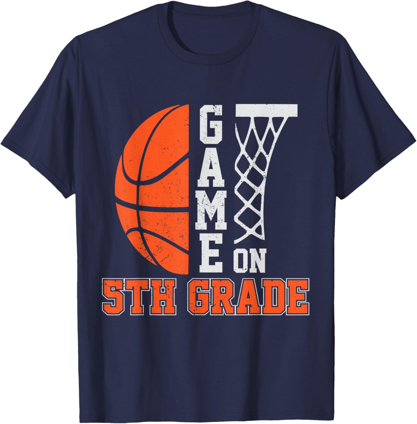 Back To School Game On 5th Grade Funny Basketball Kids T-Shirt - T-Shirt | Navy