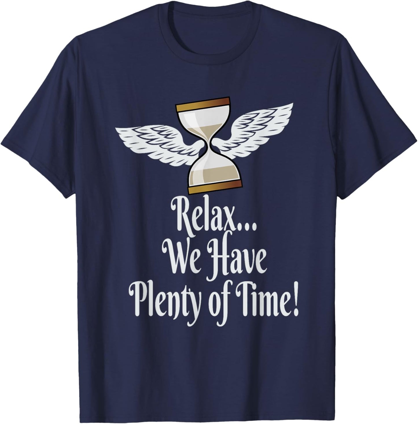 Relax, We Have Plenty of Time! Hour Glass Wings T-Shirt - T-Shirt | Navy