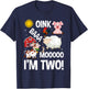 Farm Animals 2nd Birthday 2 Year Old Birthday Party T-Shirt - T-Shirt | Navy