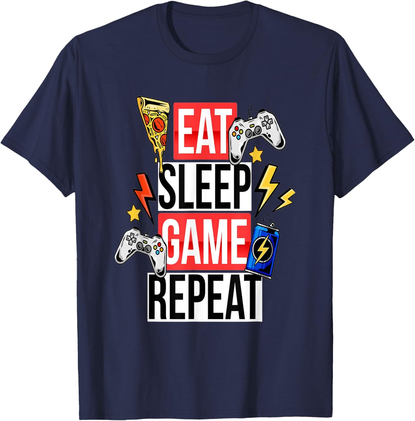 Funny Eat Sleep Game Repeat for Video Games Lovers T-Shirt - T-Shirt | Navy