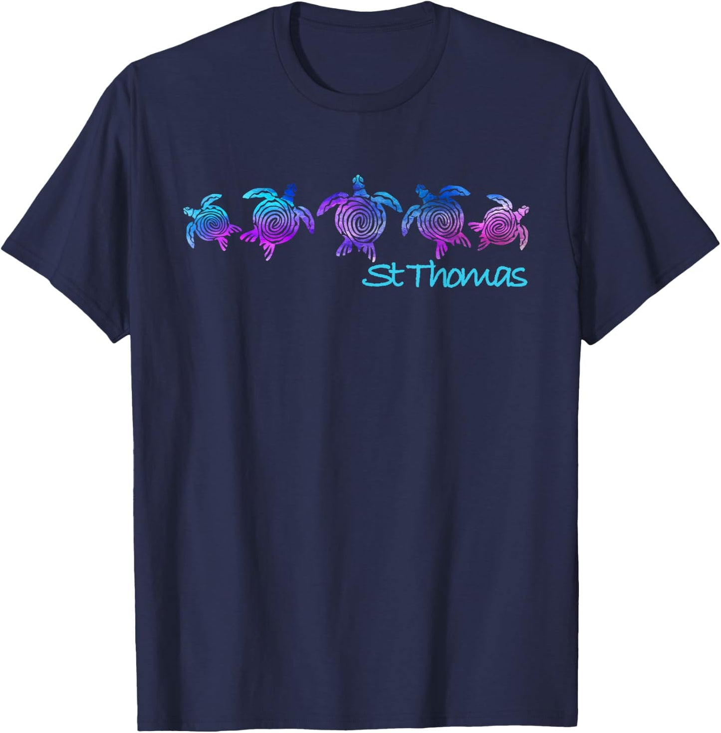 St. Thomas Beach Design/Tribal Turtle Gift T-Shirt - T-Shirt | Navy