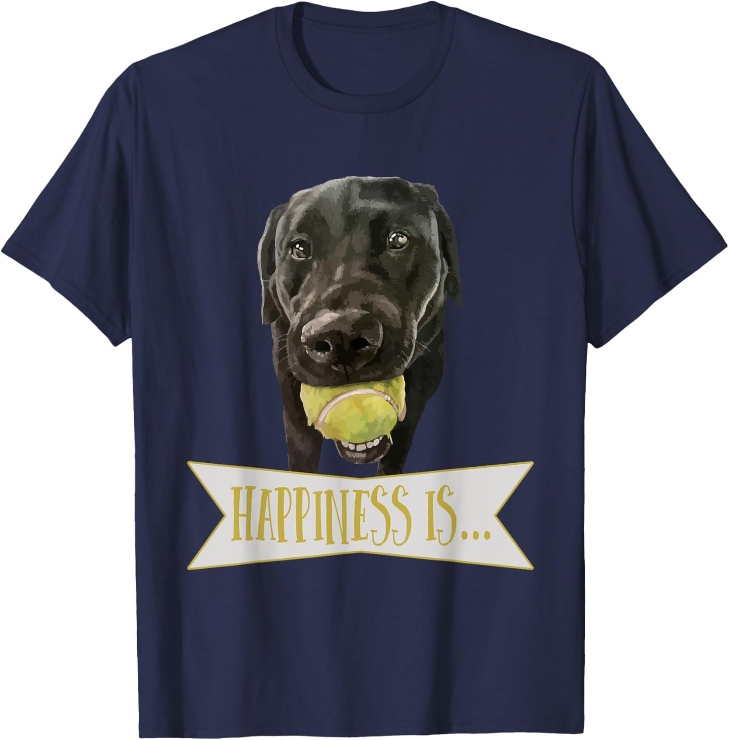 Black Labrador Dog Tennis Ball Women Girls Kids T-Shirt - T-Shirt | Navy