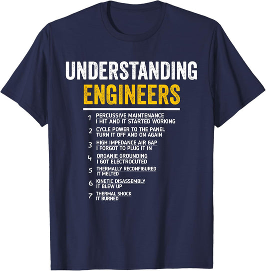 Understanding Engineers Funny Mechanical Engineering T-Shirt - T-Shirt | Navy