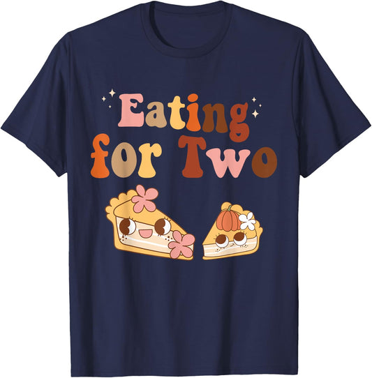 Eating for Two Pie Fall Pregnancy Announcement Women T-Shirt - T-Shirt | Navy