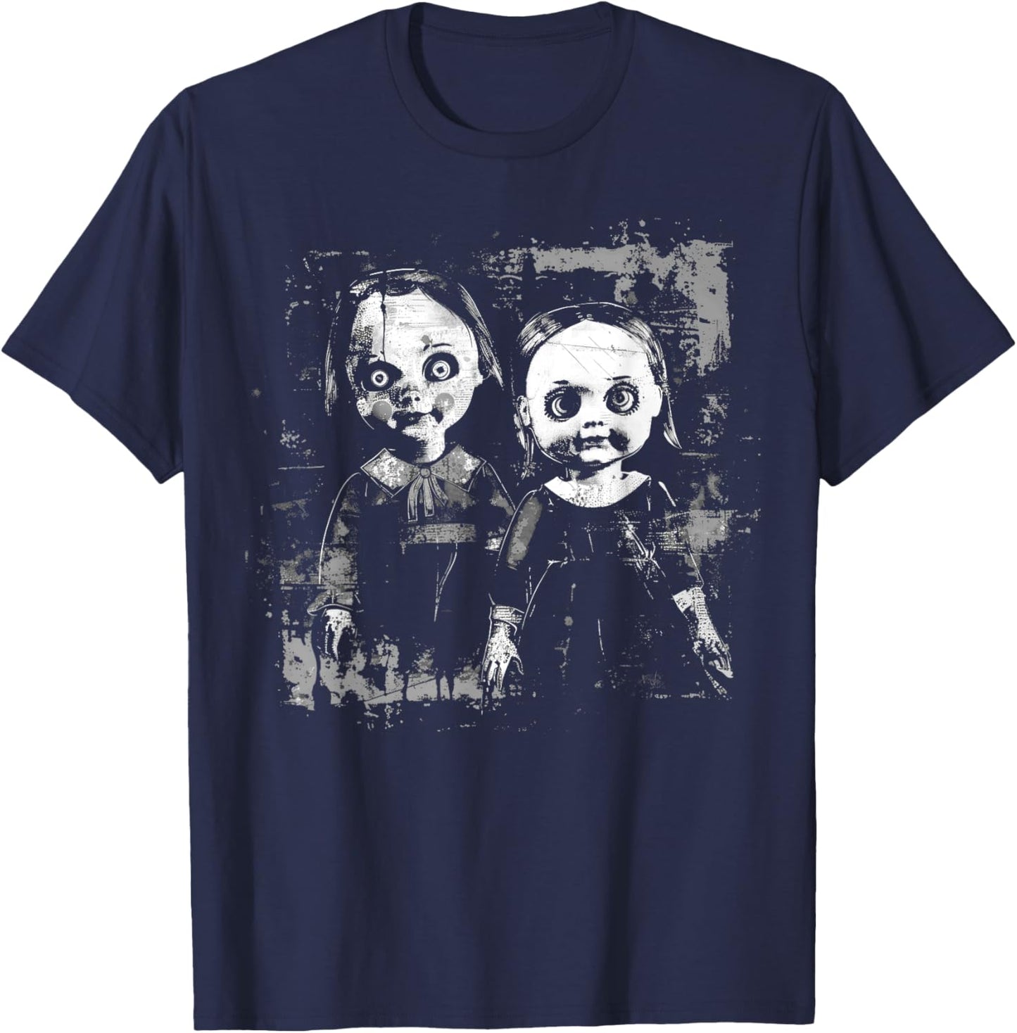 Horror Haunted Doll Creepy Toy Halloween Goth Alt Scary Emo , Small, Black T-Shirt - T-Shirt | Navy