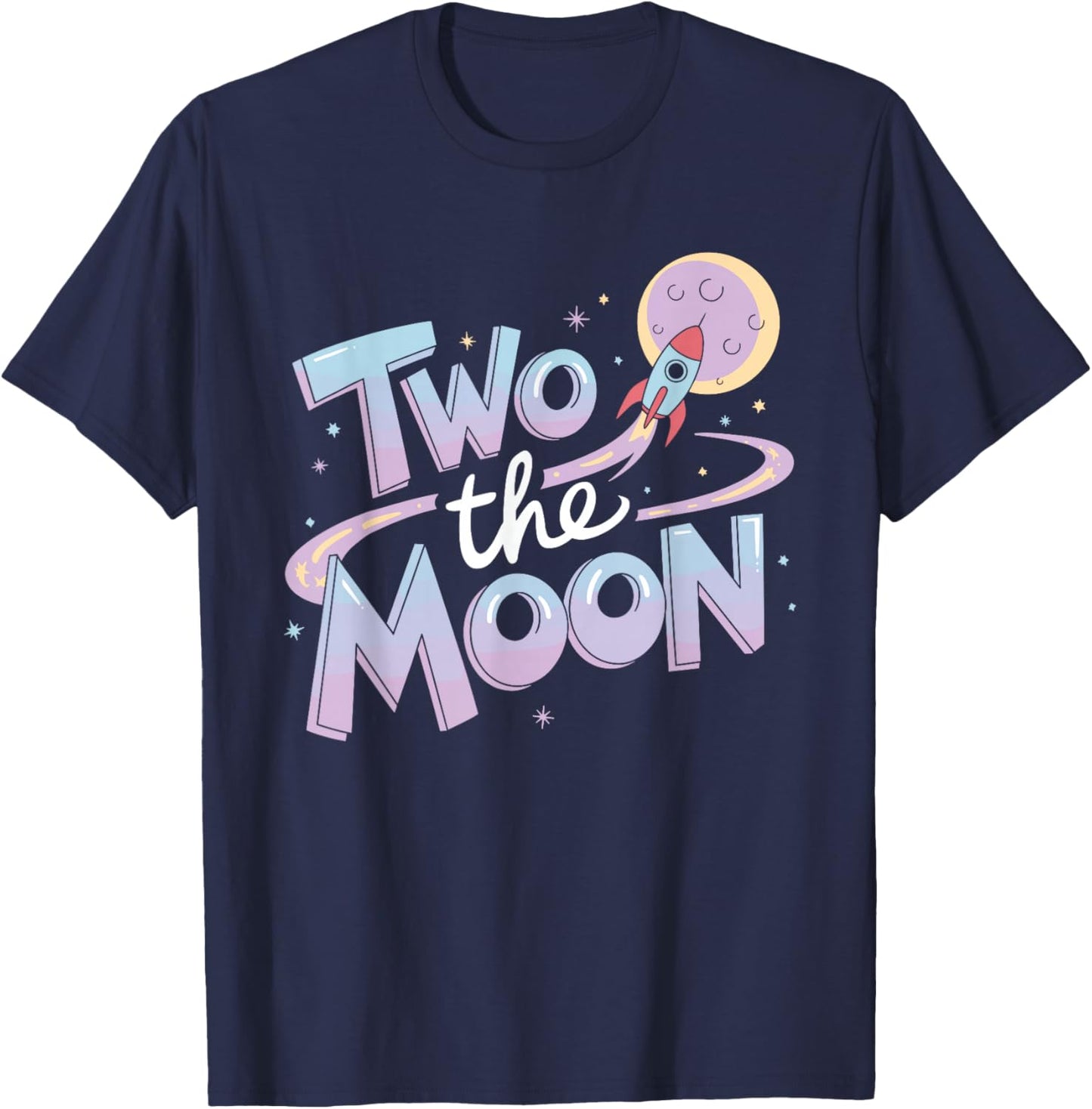 Two The Moon 2nd Birthday Girl Boy 2 Year Old Toddler T-Shirt - T-Shirt | Navy