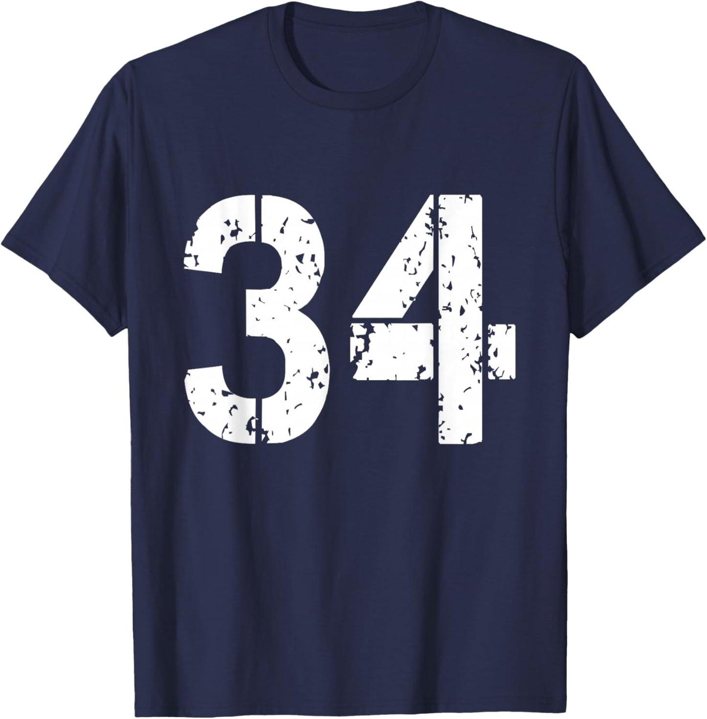 Uniform Numbered Jersey Designs for Sports Fans - Number 34 Varsity Team - 34th Birthday & 34 Years Old T-Shirt - T-Shirt | Navy