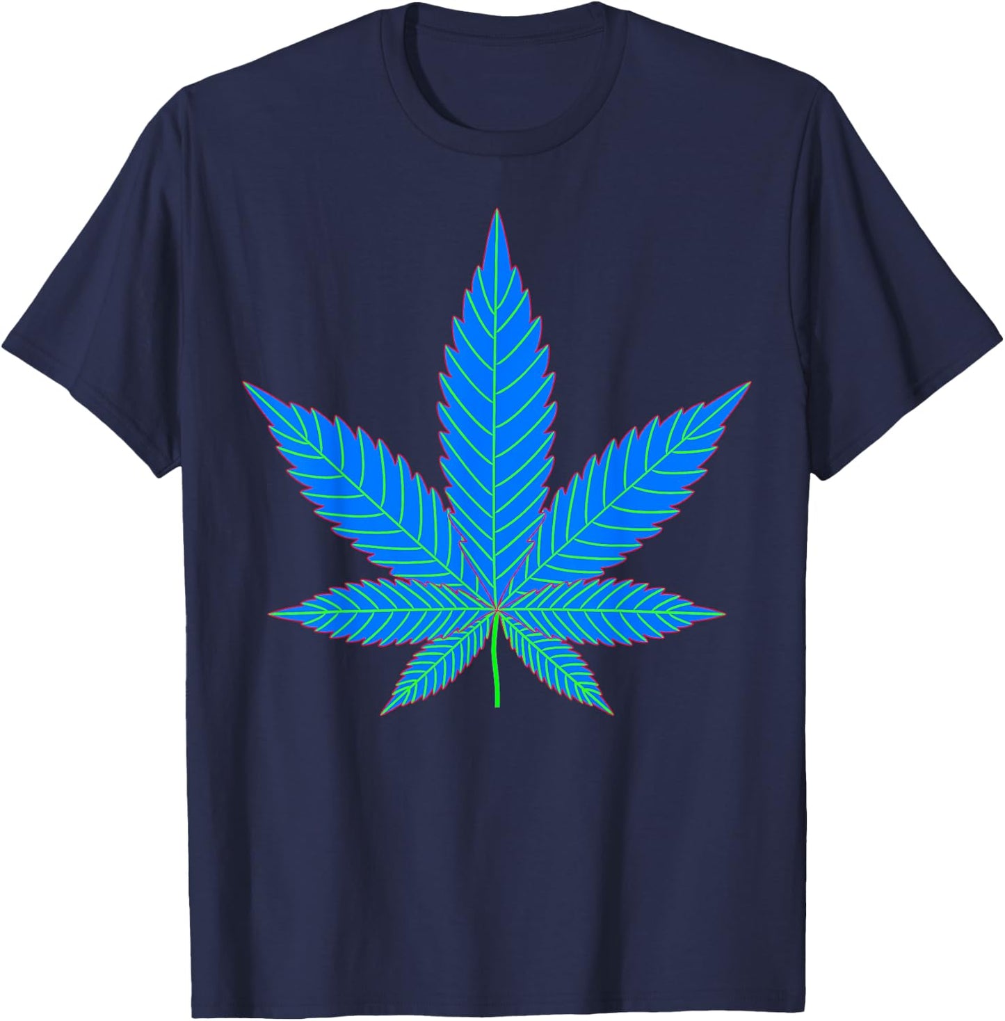 Pot Leaf | Trippy Marijuana Plant T-Shirt - T-Shirt | Navy