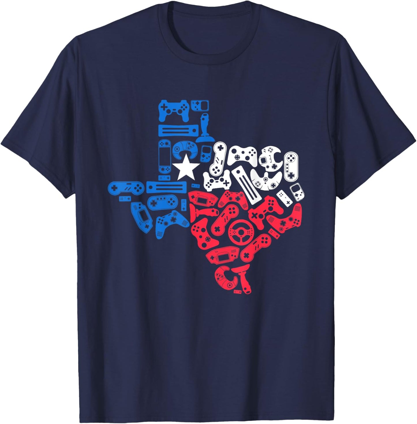 Boys Video Game Texas State Flag Map Gamer Men Kids T-Shirt - T-Shirt | Navy