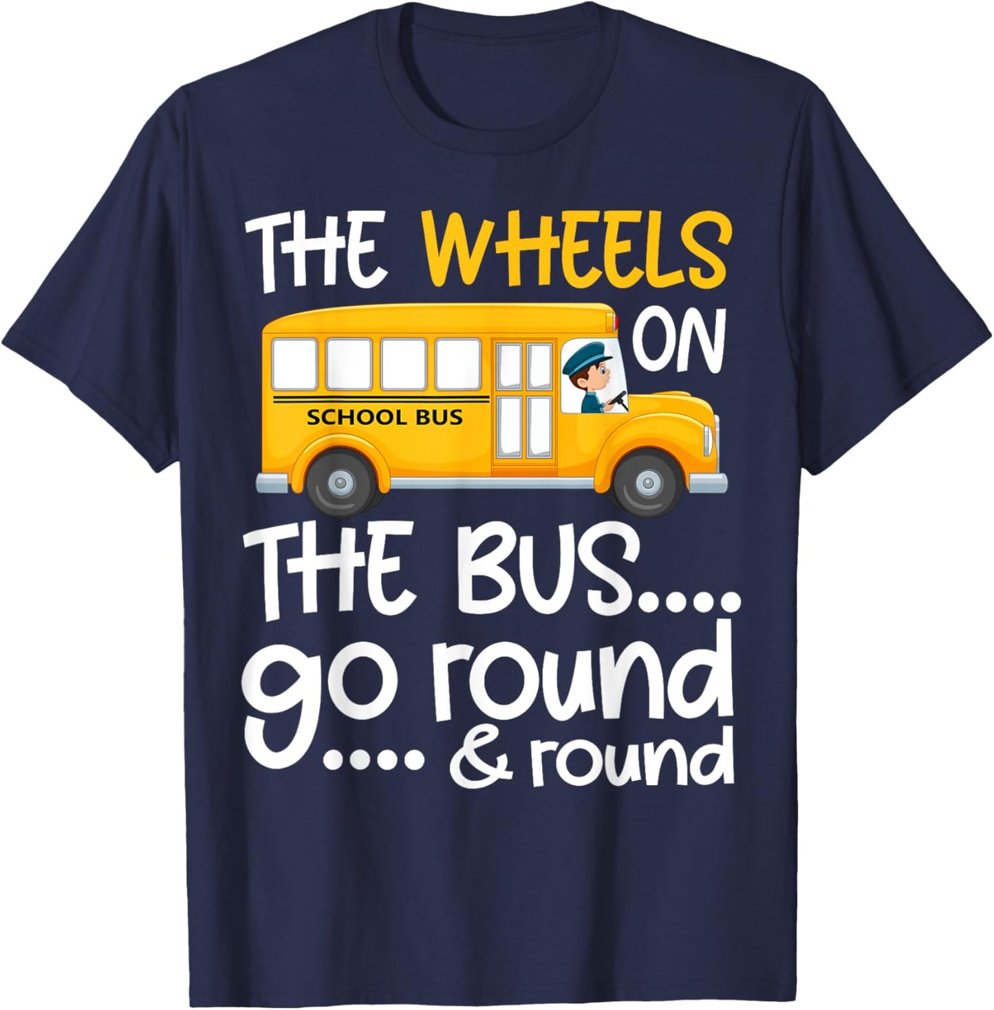 The Wheels On The Bus Toddler Kids Back to School T-Shirt - T-Shirt | Navy