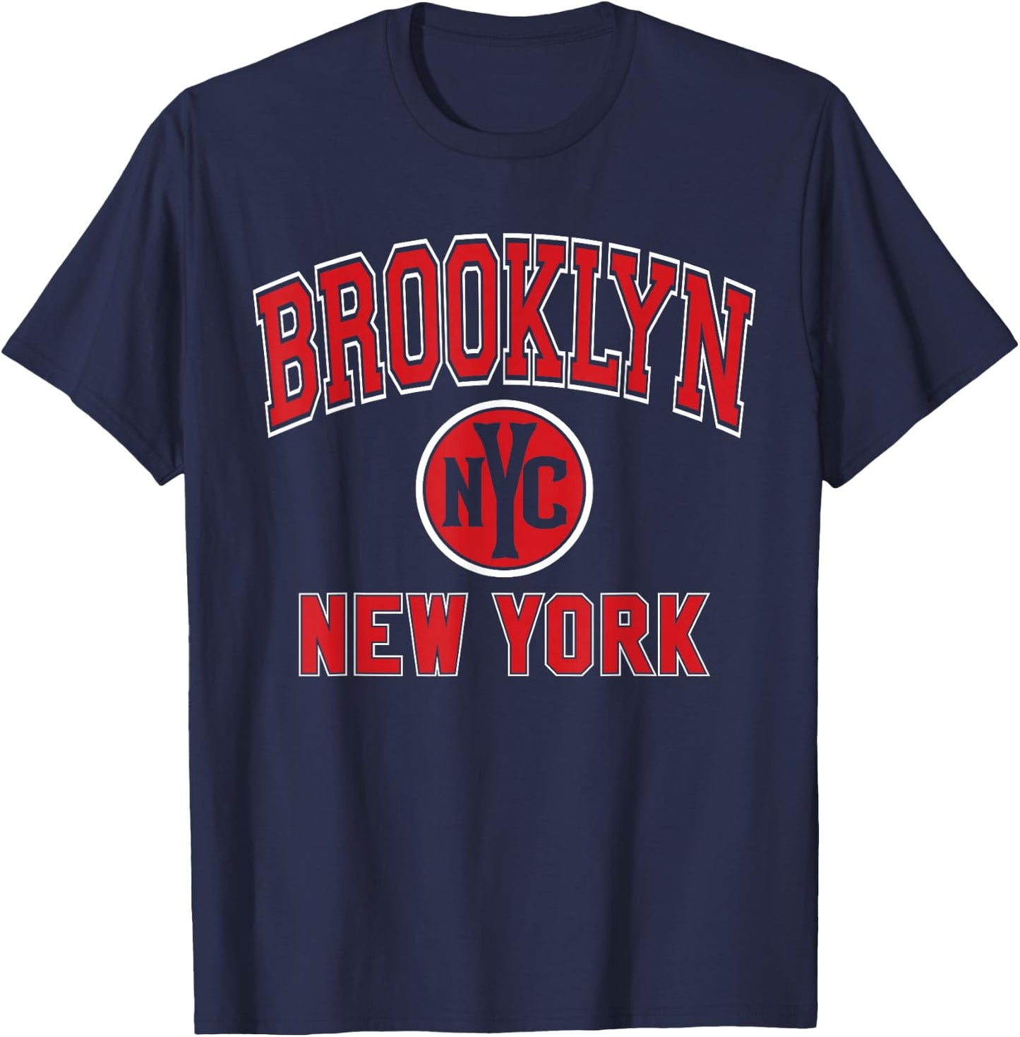 Brooklyn NYC New York Red Print T-Shirt - T-Shirt | Navy