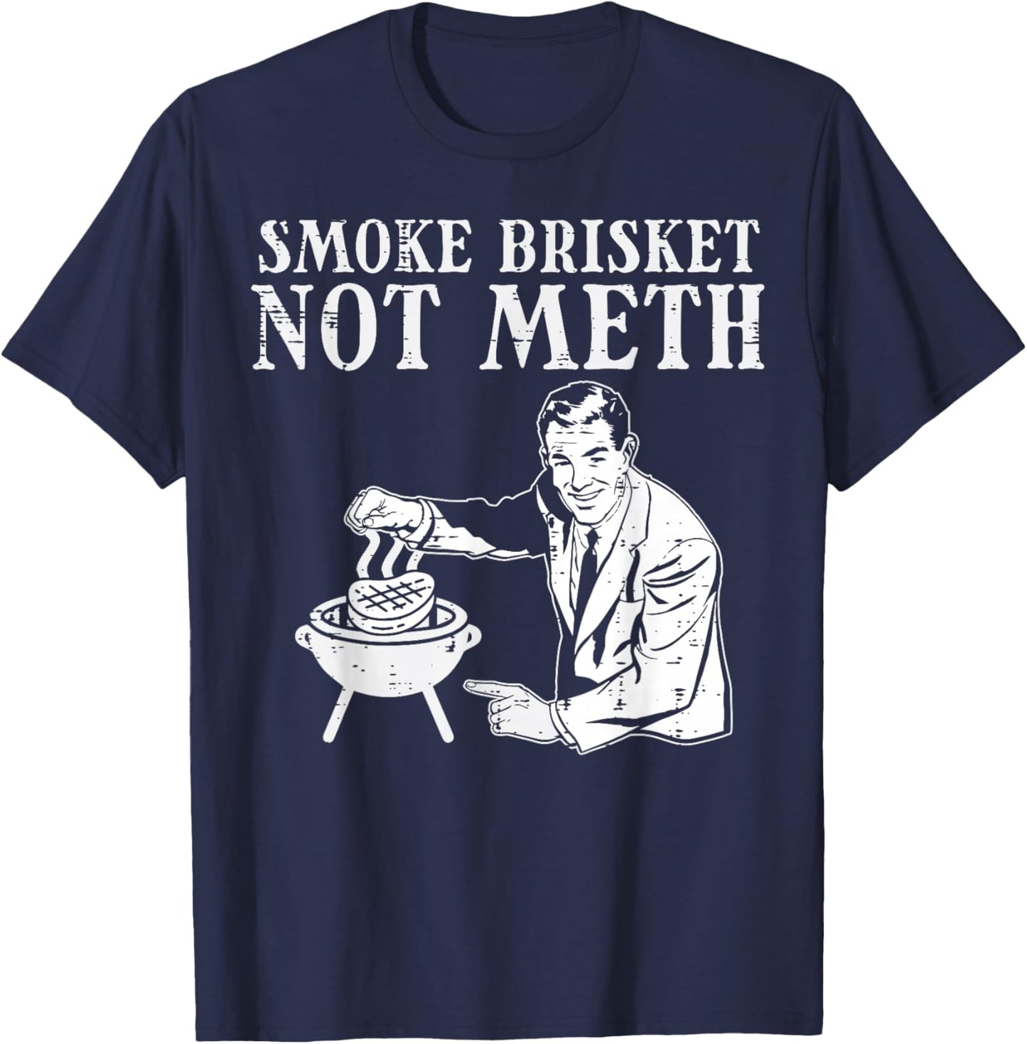 Grill Brisket Fun Bbq Barbecue Meat Grilling Master Dad Men T-Shirt - T-Shirt | Navy