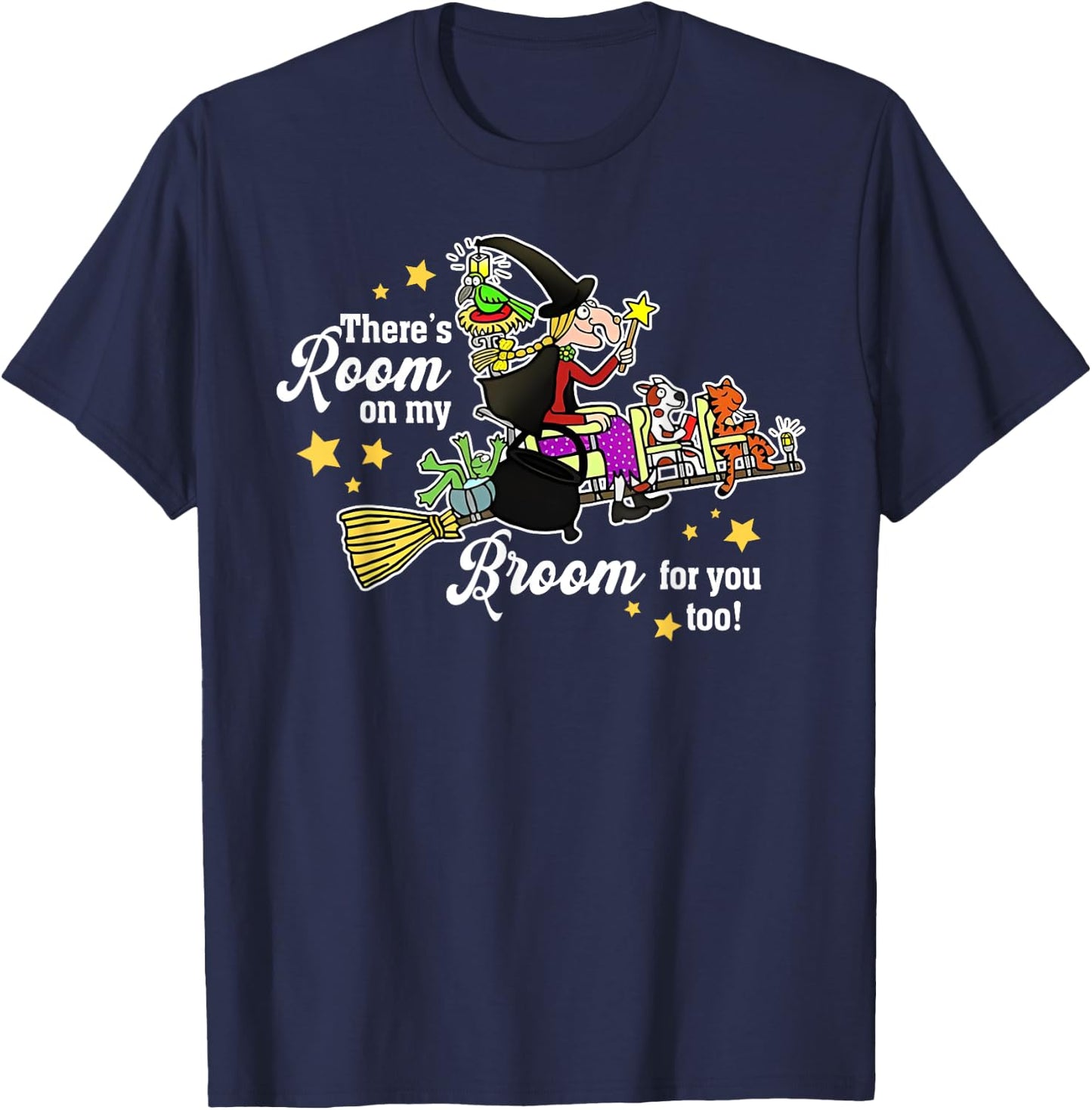 Funny There's Room On My Broom For You Too Teacher Halloween T-Shirt - T-Shirt | Navy