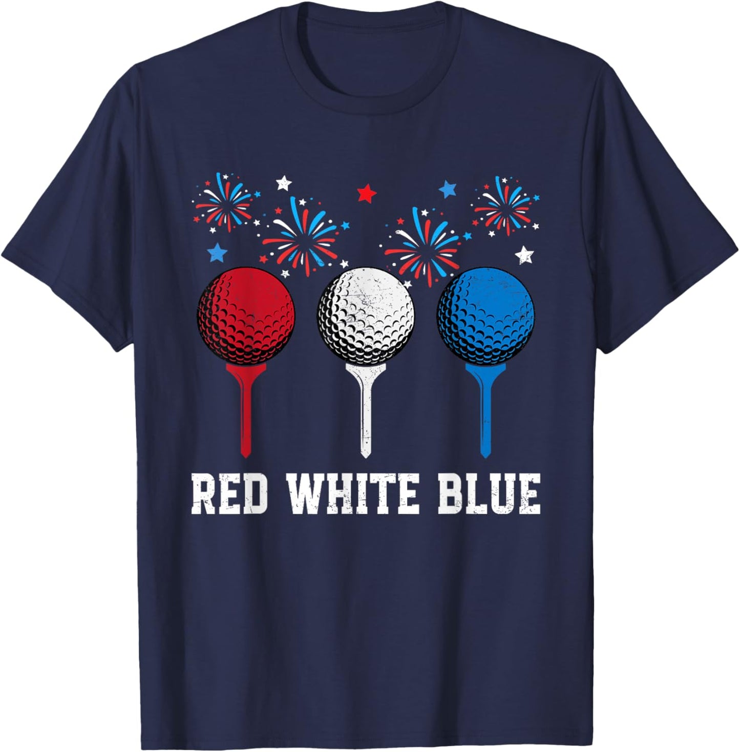 Red White Blue Golf Patriotic Golf 4th Of July Golf Outfits Women Kids Men T-Shirt - T-Shirt | Navy