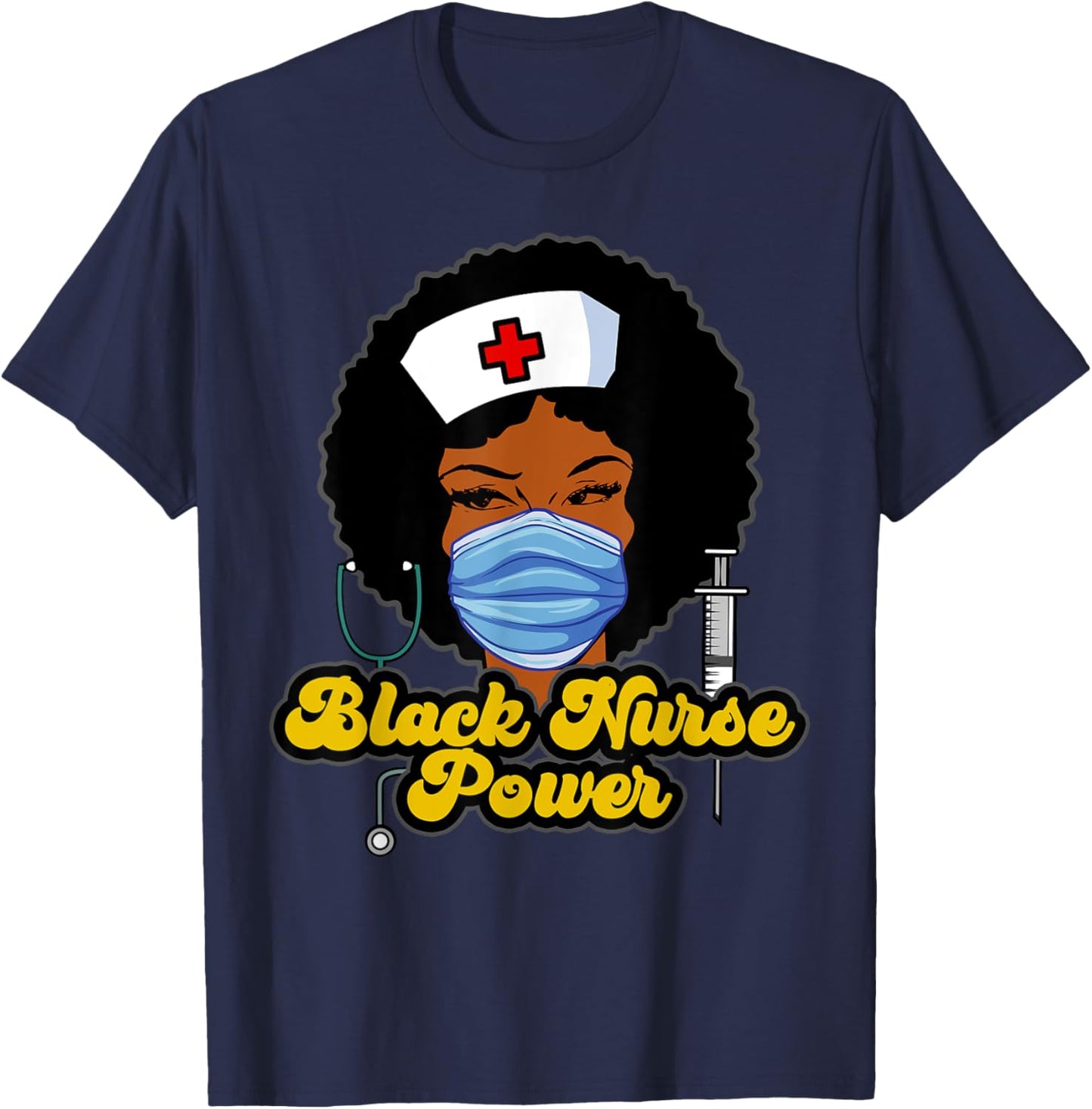 Women Black Nurse Power - Black History T-Shirt - T-Shirt | Navy