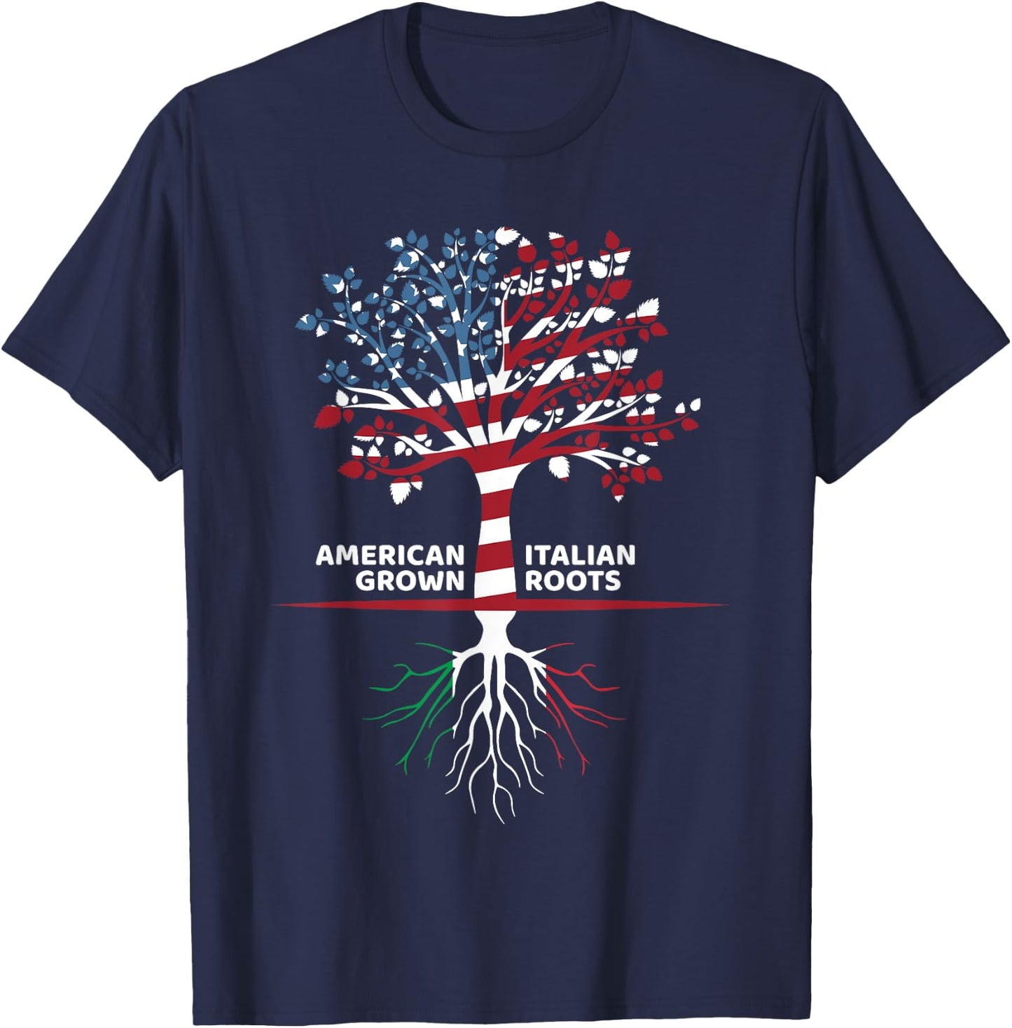 American Grown Italian Roots | 4th of July T-Shirt - T-Shirt | Navy