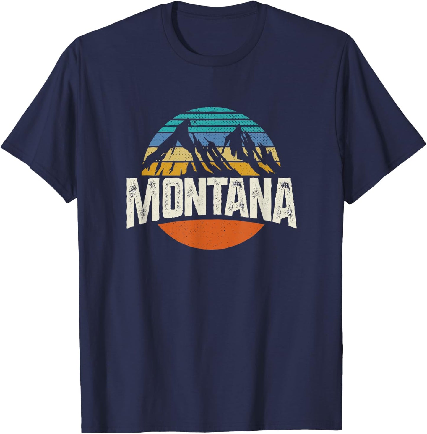 Montana Mountains Retro Design Hiking MT T-Shirt - T-Shirt | Navy
